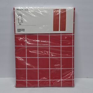 Ikea ROSALILL Plaid Curtains 1 pair Red White Drop Curtain NWT MCM Style